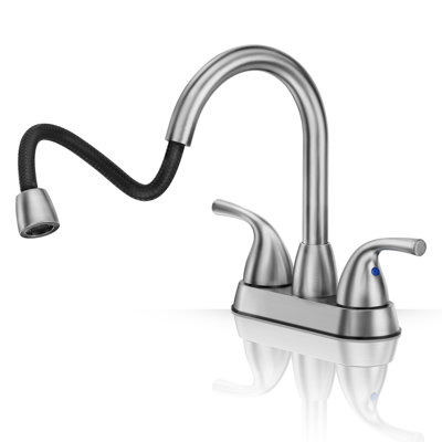Pull Down Sprayer 4 Inch Bathroom Faucet,3 Hole Centerset Pull Out Bathroom Sink Faucet,With 360 Swivel Spout,Metal Pop-Up Drain And Water Supply Lines