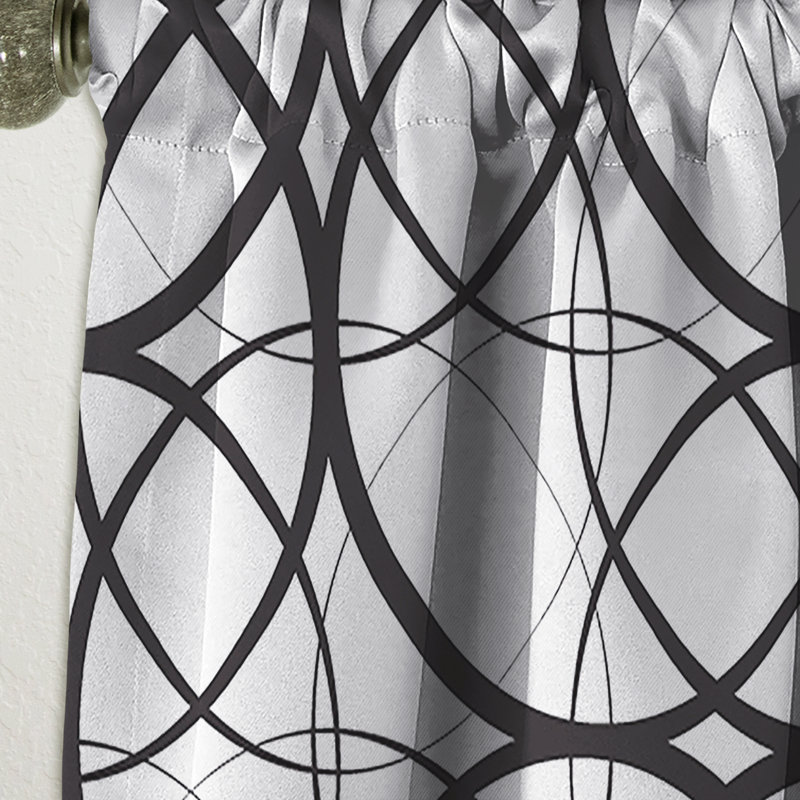 Black and white curtain - blackout Rod Pocket Single Curtain Panel, 52" W x 108" L