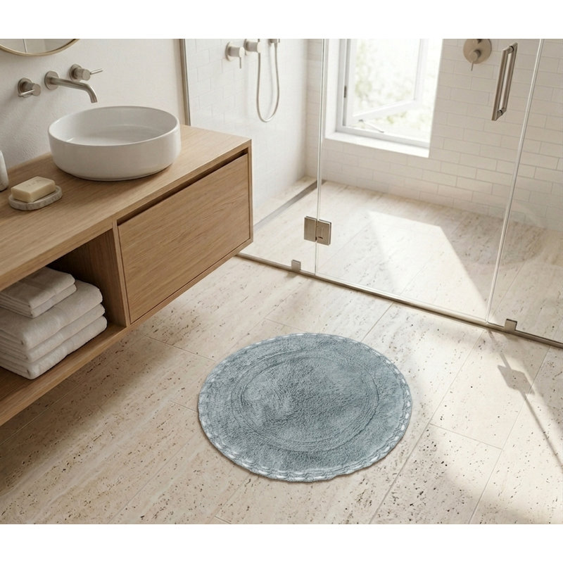 Saross 100% Cotton Non-Slip Bath Rug, Gray