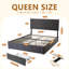 Storage Platform Bed with 4 Drawers and Adjustable Diamond Pattern Linen Headboard-1372097865-1347192798