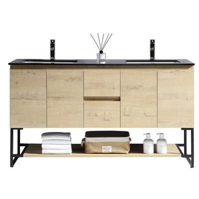 Meuble-lavabo double l 59,1 po x P 20,5 po x H 32,3 po Chakara
