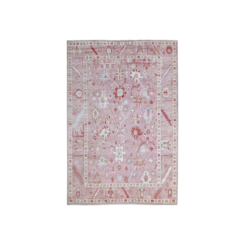 Tapis en laine noué à la main 6 pi 1 po x 8 pi 10 po Angora