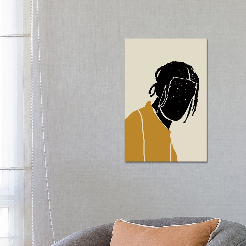 Black Hair I - impression d'art graphique, H 26 po x l 18 po x 1,5 po, Toile tendue, Pas de tapis