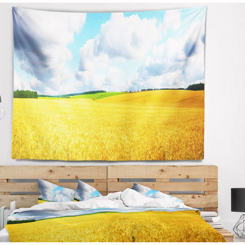 Paysage, paysage magnifique champ tapisserie, H 78 po x l 92 po