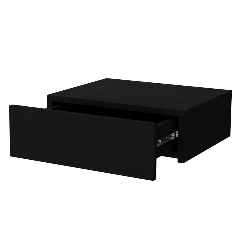 Table de chevet moderne en bois noir avec espace de rangement, Noir