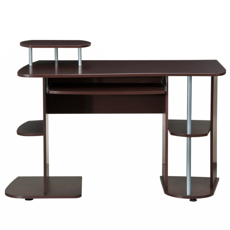 Elegant Chocolate MDF Computer Desk with Keyboard Tray and Storage