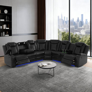 Jekari Faux Leather Reclining Curved Sectional Symmetrical