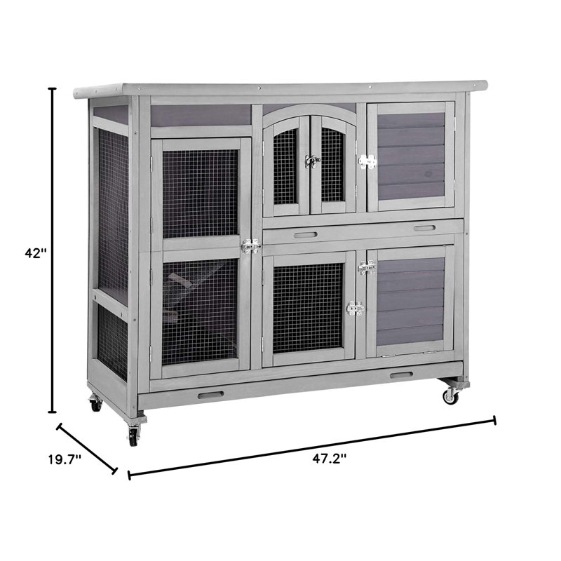 Weather Resistant Hutch with Ramp, Grey