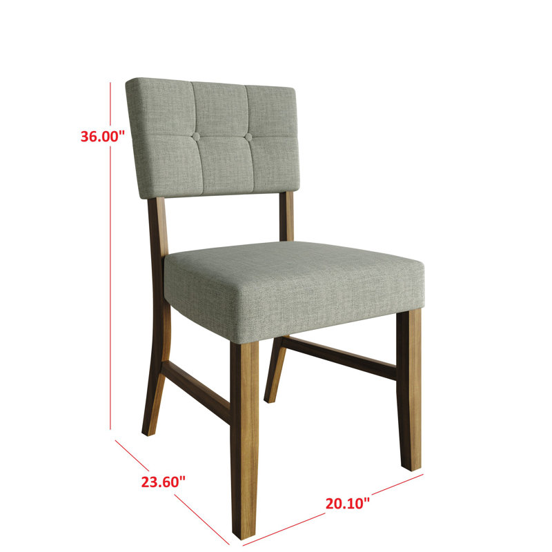Lundell Tufted Fabric Linen Upholstered Solid Wood Side Chair in Brown