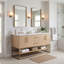 Meuble-lavabo sur pied moderne Lima en chêne clair de marque Tennant, 60 pouces, double lavabo, comptoir en quartz blanc, entièrement assemblé