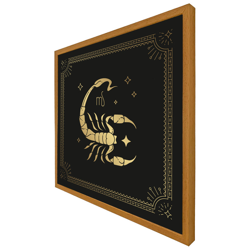 Monango Zodiac Scorpio Horoscope in Black and Gold Single Picture Frame Wall Art, 31cm H x 31cm W x 4cm D, Oak