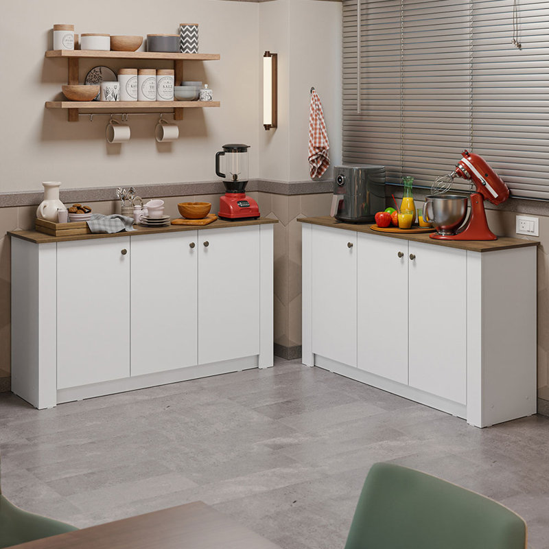 Ensemble de cuisine Hokku Designs 2 buffets avec 6 portes, garde-manger pour petits électroménagers