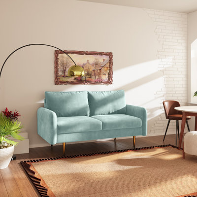 Casey 58" Velvet Round Arms Sofa Loveseat