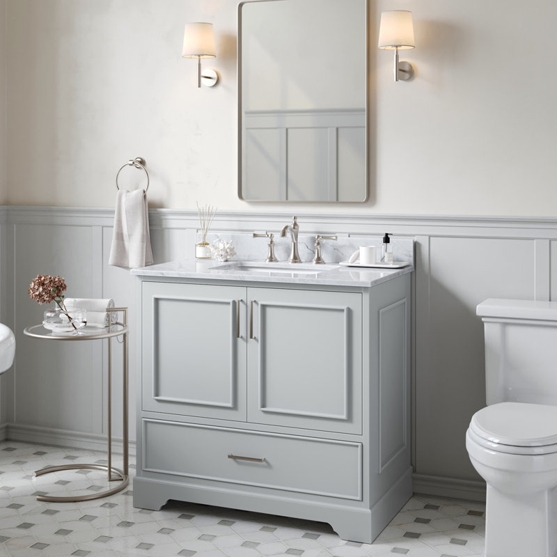 Meuble-lavabo simple avec plateau Abita 55, Rectangular, 37″, Bleu minuit