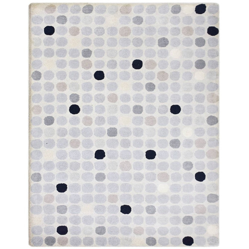 Tapis écologiques en laine touffetés à la main - Rectangle, crème, design moderne contemporain, tapis antidérapants faits à la main et épais pour salon, chambre à coucher