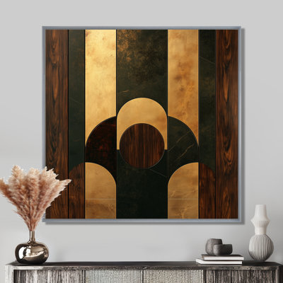 Schenck Geometric Walnut Essential Forms I - Abstract Art deco Wall Art for Living Room