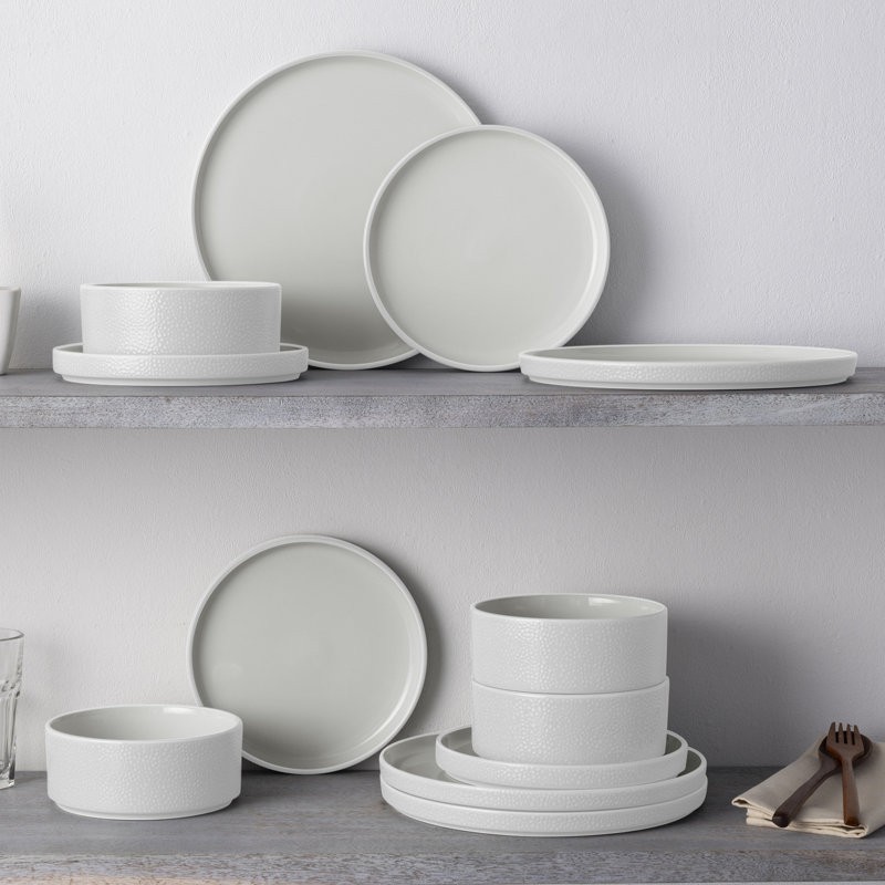 Noritake Colortex Stone 12-Piece Dinnerware Set, Service for 4, White