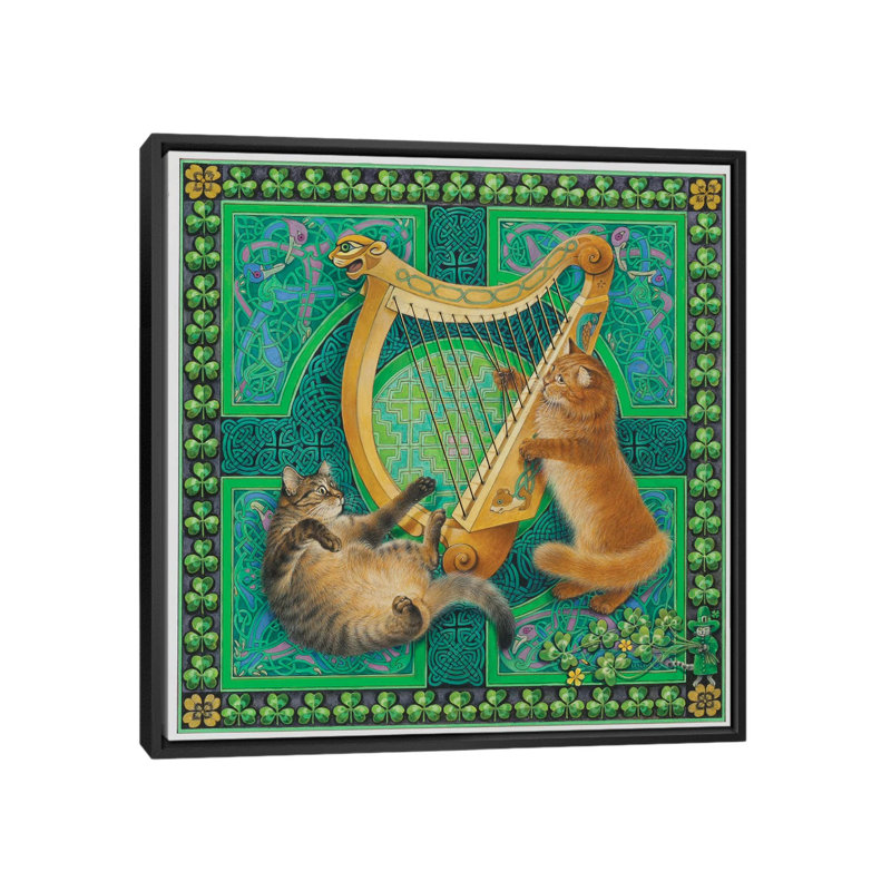 «St Patrick's Day with Dandelion & Christie» par Ivory Cats - impression sur toile tendue, H 18 po x l 18 po x P 1,5 po