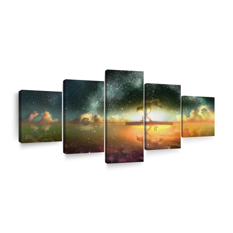 Impression d'art sur toile Starlit Fantasy Dreamscape, H 34 po x l 74 po x P 1,25 po