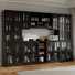 Large Kitchen Hutch Cabinet, Storage Cupboard Pantry With Glass Doors & Microwave Shelf