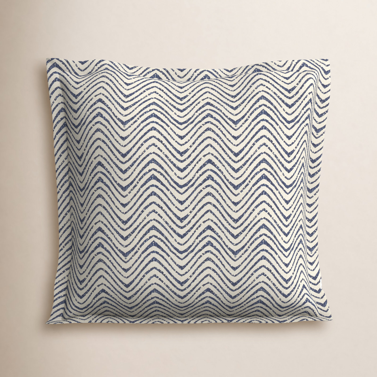 Arielle Cotton Throw Pillow, Indigo Chevron, 20'' H x 20'' W