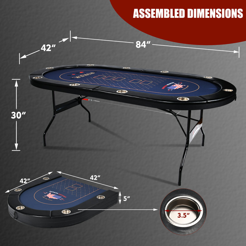 Table de poker Kulamoon 84 po à 10 joueurs, Noir