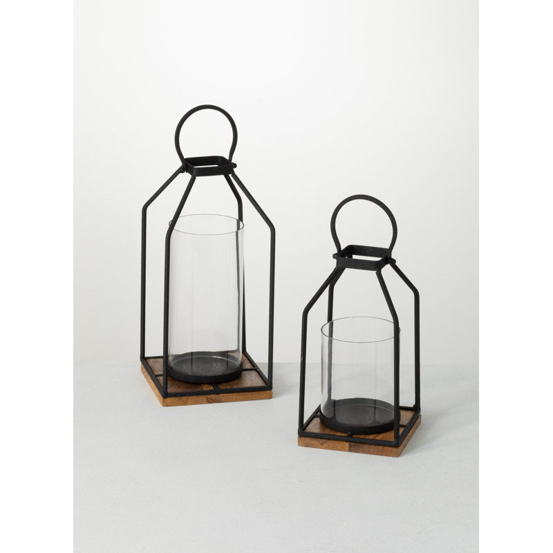 Ensemble de lanternes de table en verre 2 pièces