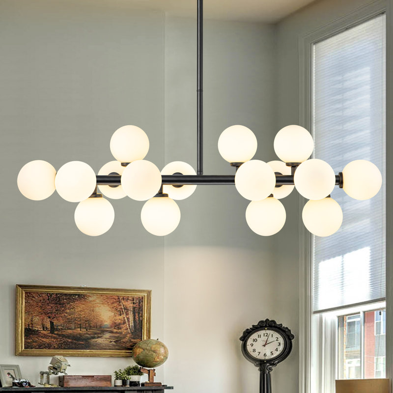 Broghan 16 - Light Kitchen Island Pendant, Matte Black, White