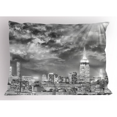 Grey/White Poyester Microfiber Piece Sham