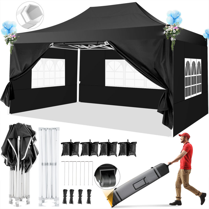 10 x 15' awning with 4 side walls, Noir, noir, noir, noir