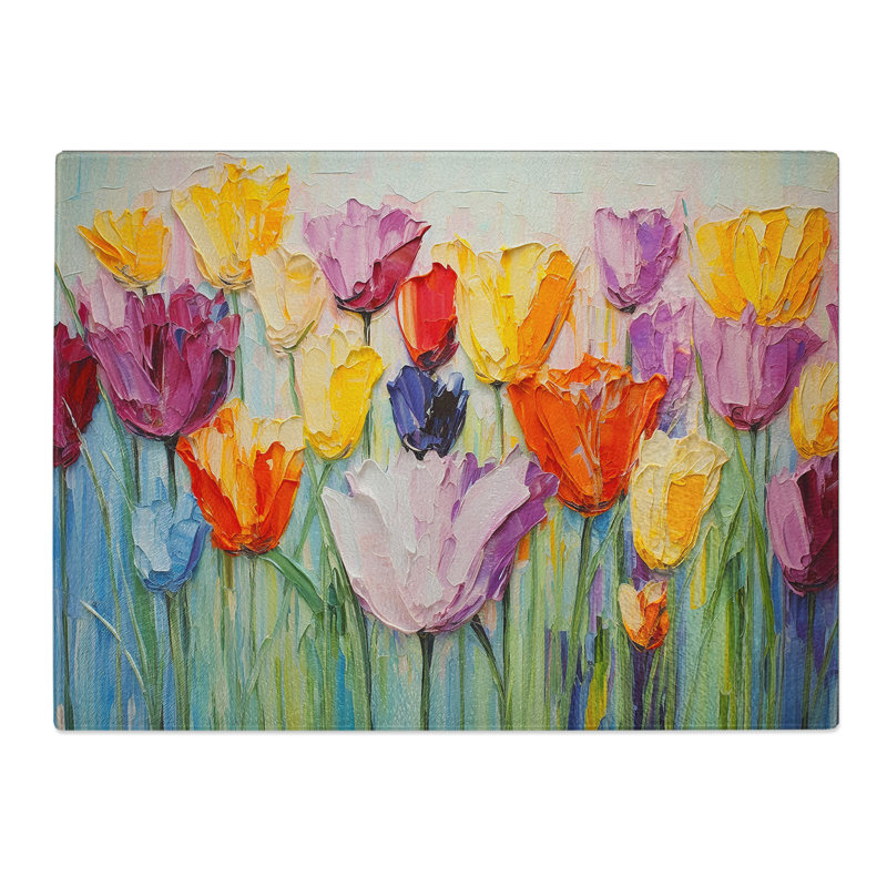 Tulip Flower Palette Knife  Glass Chopping Board
