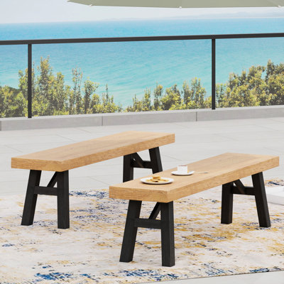 Banc en bois 2 - intempéries, siège à lattes, 64,84 po x 14,66 po x 18,12 po, gris, capacité de charge de 600 lb