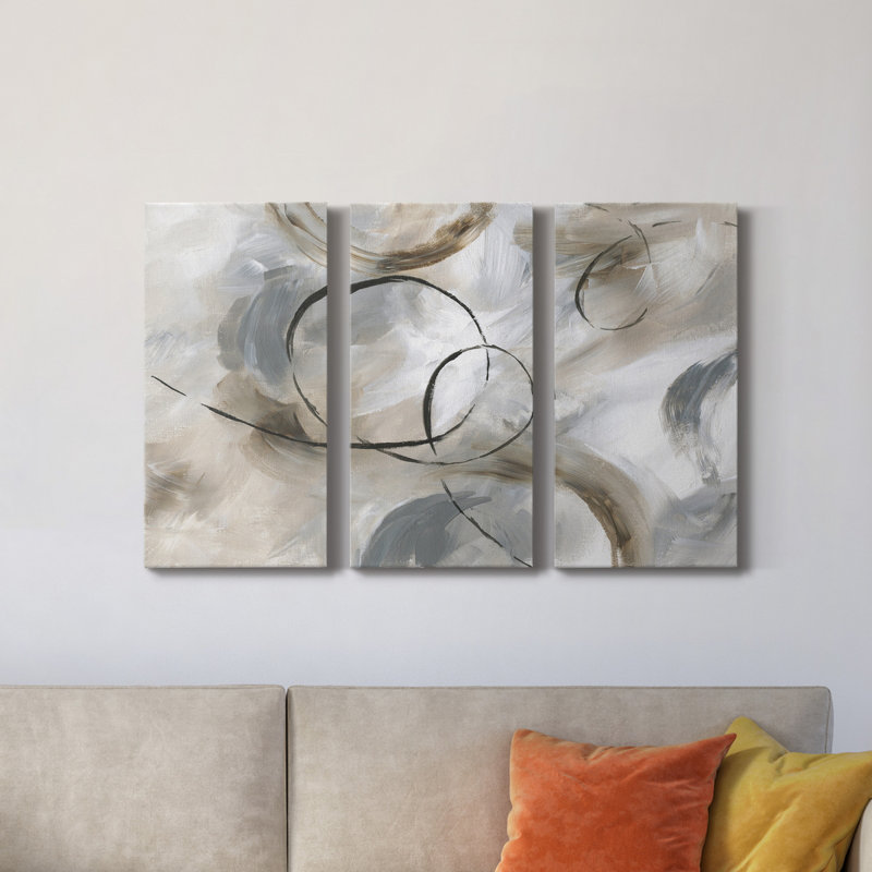 3 pièces, peinture sur toile tendue, H 18 po x l 36 po x P 1 po
