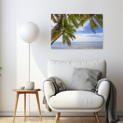 Tropical Ocean Palms Romantic Tranquil Abstract Palm Tree Coastal Wall Art Print