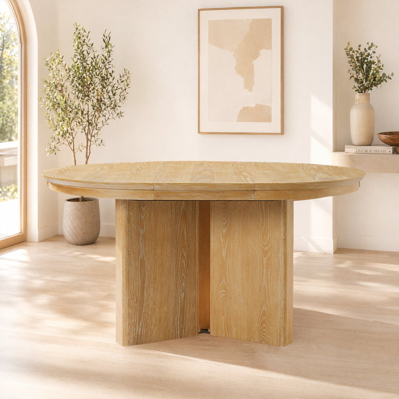 Table de salle à manger ovale Farmhouse - Table extensible rustique pour la salle à manger ou la cuisine, Naturel