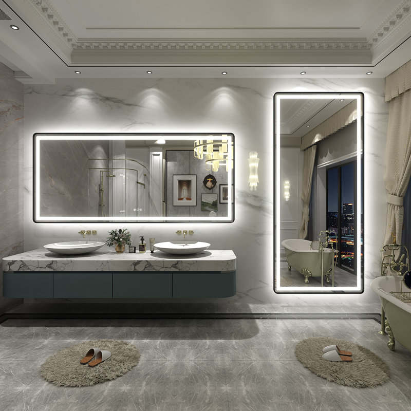 Miroir de salle de bain / de salle de bain anti-buée à DEL certifié Aevar avec garantie de 3 ans UL, 72 po x 32 po