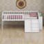 Structure de lit en bois peu encombrante avec tablette de rangement, glissoire et échelle, lit plateforme avec garde-corps, facile à assembler-187217301