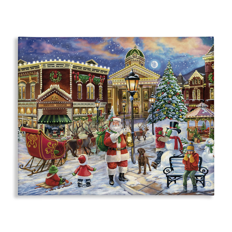 «Santa in Town Square» par Grateful Licensing Studio, H 16 po x l 20 po
