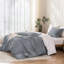 Ensemble de housse de couette 100% coton lavé Solayne avec texture de faux chanvre, couleur unie, fermeture à glissière et attaches de coin-111685179-111685185
