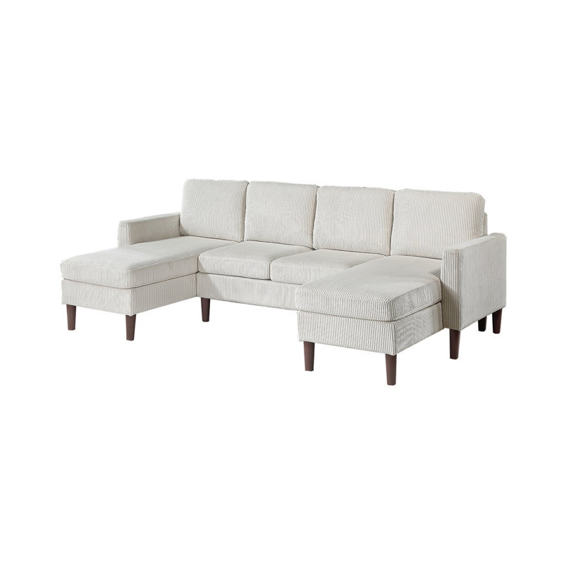 3Pc Sectional Set RAF/LAF Chaise Armless Loveseat  Color Corduroy Couch Relax Modern Comfort Living Room, Beige Corduroy