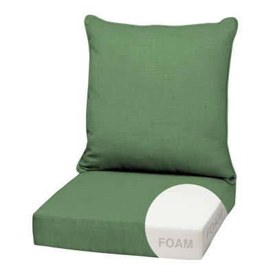 Ensemble de coussins de siège profond en mousse ARDEN, 22 po x 24 po, résistant aux intempéries, coussin de patio résistant à la décoloration, coussin de fond et de dossier pour chaise, canapé et canapé Mousse verte brillante Leala