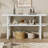 Retro Elegant Console Table with Marble-Effect Top and Versatile Storage Solutions-768201786