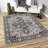 Hand-Knotted Grey Wool Area Rug 8' x 10' ft– Traditional Medallion Design with Ornate Border
