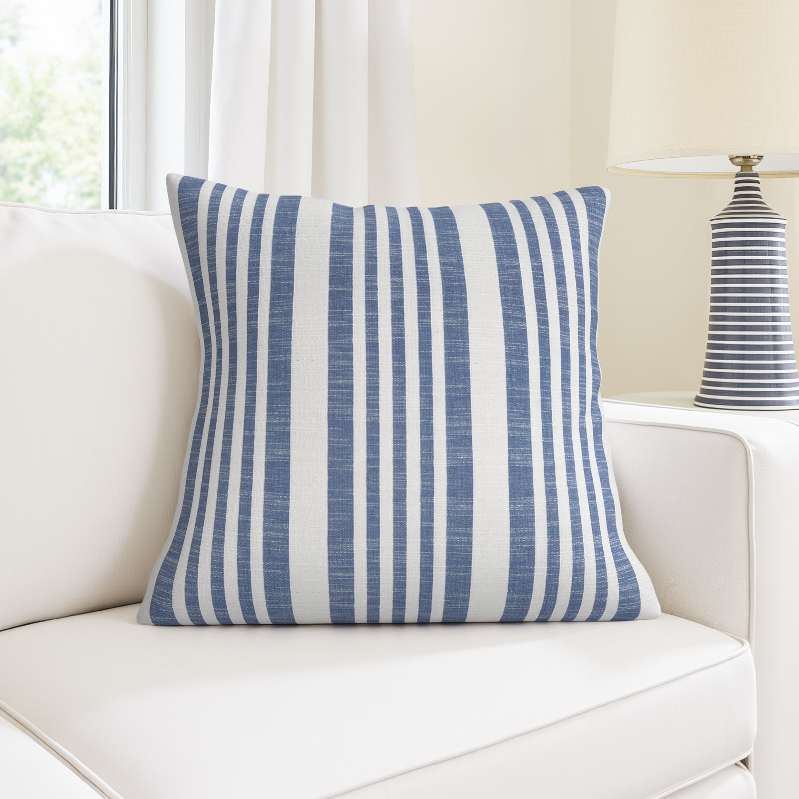 Elwen 20" x 20" Cotton Throw Pillow, French Blue