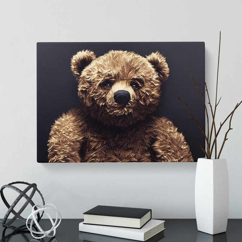 Teddy Bear Portrait - Wrapped Canvas, 35cm H x 50cm W x 3cm D
