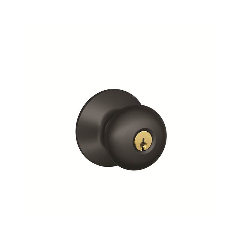 Plymouth Knob Single Cylinder Keyed Entry Storeroom Lock, Matte Black