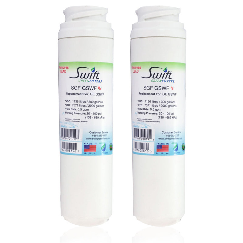 Swift Green Filters SGF-GSWF Rx Compatible Refrigerator Water Filter for GE GSWF Kenmore 46-9914, EFF-6023A, Made in USA-2 Pack