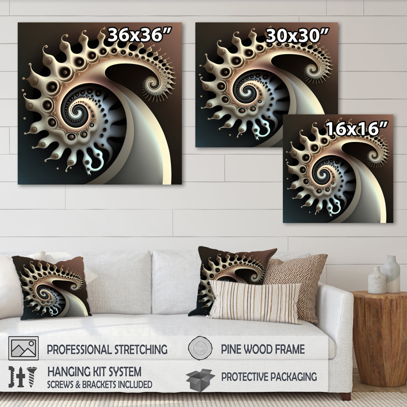 Beauté fractale monochrome V, reproduction sur toile, H 16 po x l 16 po x P 1 po, Toile tendue