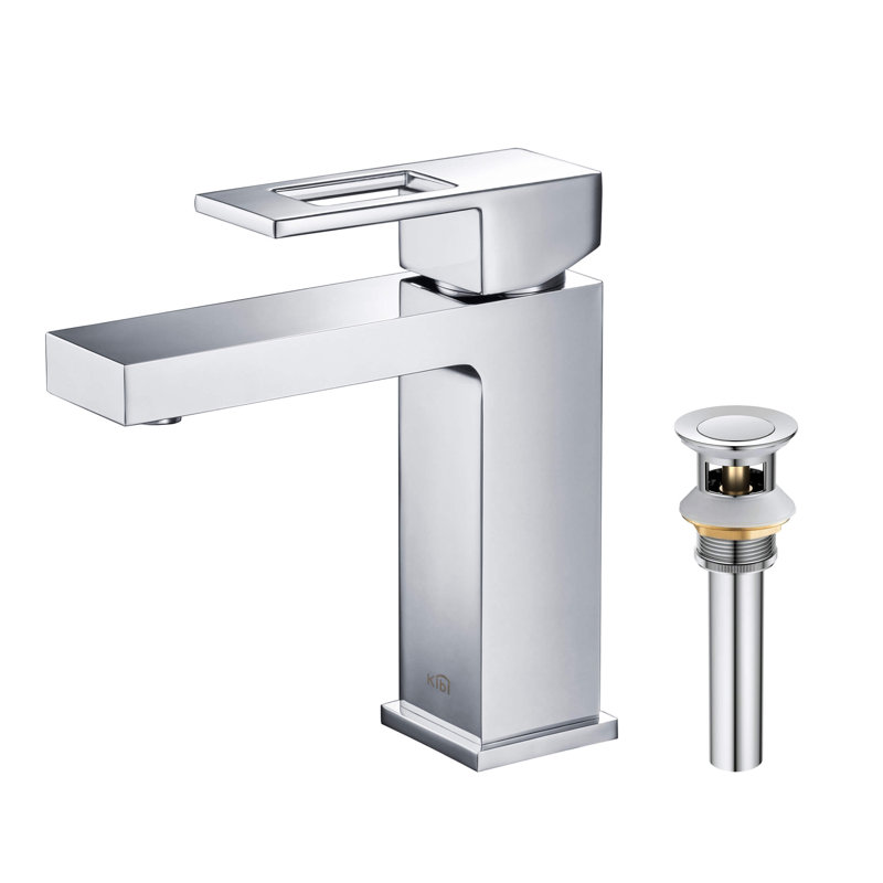 Cube Single-handle Bathroom Faucet, Chrome, Drain Assembly Included