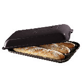Emile Henry 34-5506 Rectangular Italian Bread Loaf Baker, 15-Inch, Burgundy